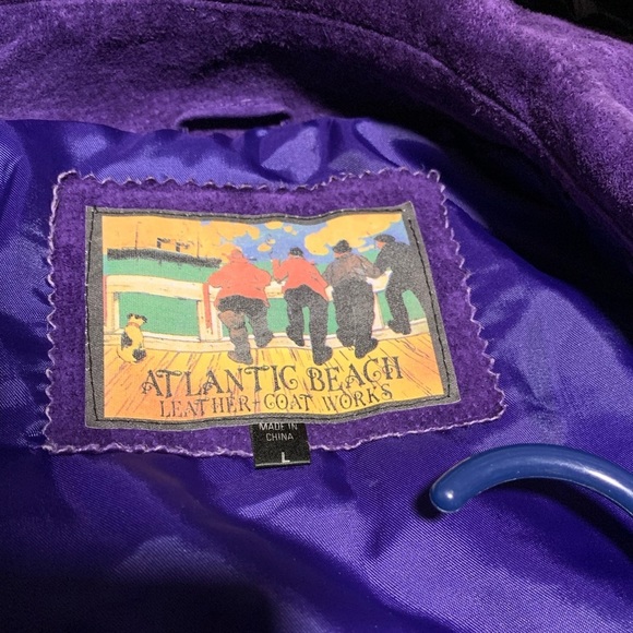 Vintage Atlantic Beach Leather Coat works bright purple suede leather jacket - Picture 9 of 11